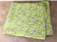 Vtg Lime Green Bohemian Floral Blanket 72"x64"