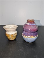 2 Pc. Small Pottery Vases