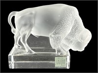 Lalique France Buffalo Sculpture Paperweight