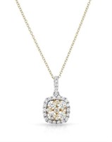14KT Two Tone Gold 0.68ctw Diamond Pendant with Ch
