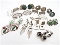 Large Lot of Vintage Sterling Southwest Earrings