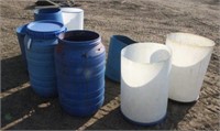 (8) Poly Barrels, Assorted Sizes