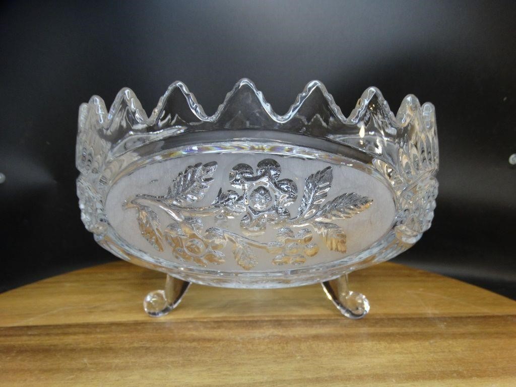 Footed Heavy Leaded Crystal 8-1/2" x 5" Bowl