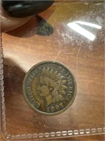 1897 Indian head penny/most of the liberty on the