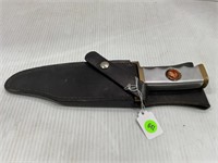 USMC 12 1/2" FIXED BLADE KNIFE WITH LEATHER SHEATH