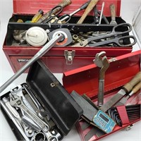 Large Lot of Tools in Red Toolbox