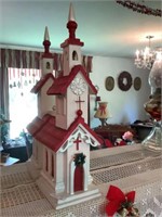 Vtg wood church 19 inch high