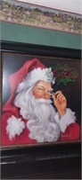 Framed santa 34x34in signed Susan comish