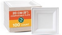 NEW $37 (2x50)100pk 8" Square Compotstable Plates