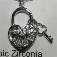NIB New Directions Cubic Zirconia Heart Lock