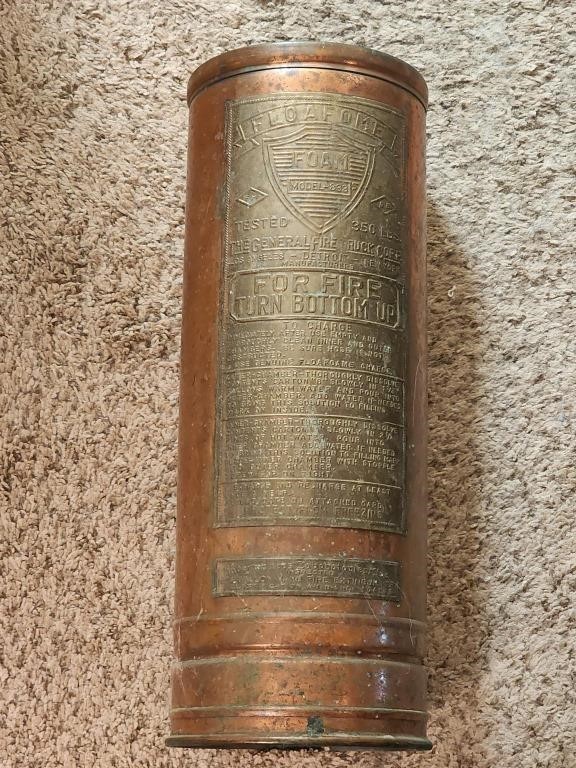 Vintage Copper Fire Extinguisher converted to