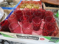 COLLECTION OF PINK AND RED THUMB PRINT TUMBLERS