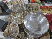 SILVER PLATED BOWLS, TRAYS, MISC