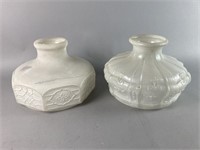 Lot of 2 White Glass Antique Oil Lampshades