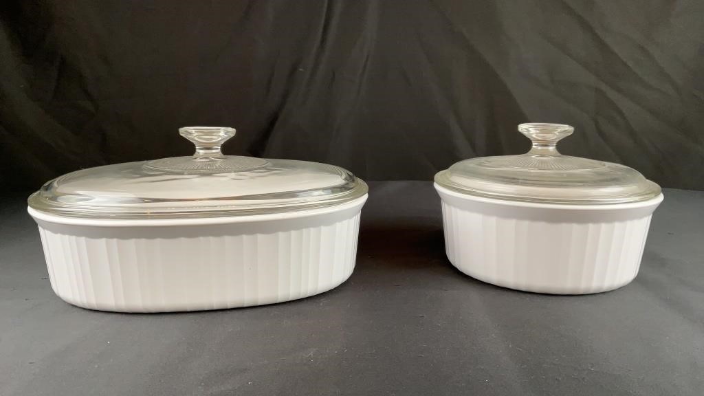 French White Corning Ware with Lids