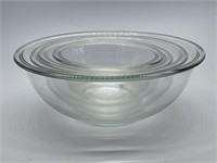 (4) Set of Pyrex Nesting Clear Glass Mixing Bowls