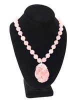 Chinese Rose Quartz Pendant Necklace