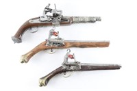 Lot of Three Replica Flintlock Pistols