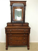 Burl Wood Dresser w/ Glove Box and Mirror