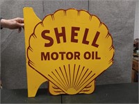 Heavy Porcelain Flanged Shell MotorOil 24x24" Sign