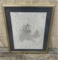 Asian print on mulberry paper approx 25”x20