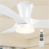 HOMODEN 30" Low Profile Ceiling Fan with Light,