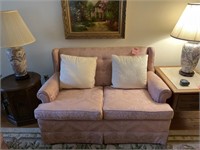 (2) Vintage Pink Upholstered Love Seats