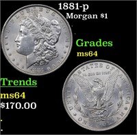 1881-p Morgan $1 Grades Choice Unc