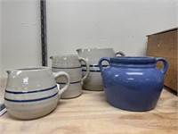 3 Stoneware Pitcher 1 has chipped throat