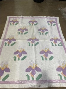 Hand made quilt 63”x77” a lot of wear on it