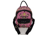 Pink Rough Leather Small Studded Backpack