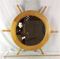 Decorative Pine Ship Wheel Mirror