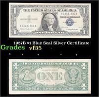 1957B $1 Blue Seal Silver Certificate Grades vf++