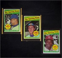 (3) 1969 Topps/Sporting News BB Cards w/ Brock