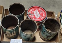 FLAT OF TOBACCO TINS & FIRESTONE ICE SCRAPERS