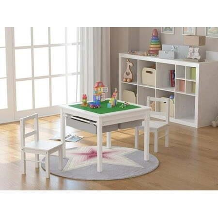UTEX Wooden 2 In 1 Kids Construction Play Table an
