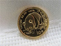 1987 China Gold Panda 1/10oz .999 Pure Gold Coin