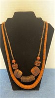 Vintage - wooden bead necklace’s - 13 & 11 inches