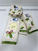Holly print Holiday Kitchen Towels