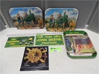 John Deere metal trays, license plates and 1972 ca
