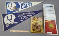 Baltimore Colts Memorabilia Pennants, Magazines