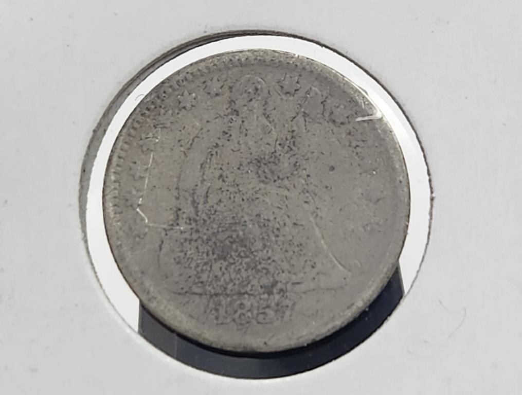 US Silver Half Dime 1857 Rare