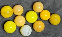 Group of Vintage Yellow Glass Marbles