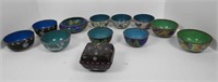 (11) Chinese cloisonne rice bowls in various