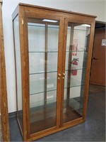 LARGE WOOD AND GLASS CURIO CABINET