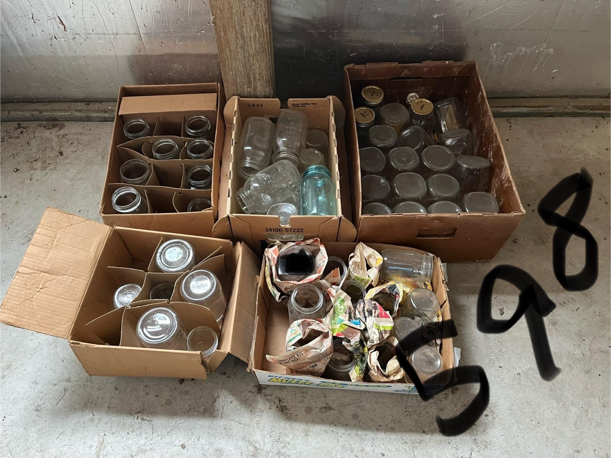 Boxes of mason jars/canning jars