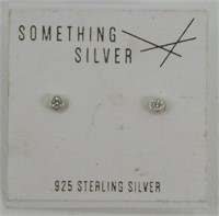 NEW 925 Sterling Silver Cubic Zirconia Bezel Stud