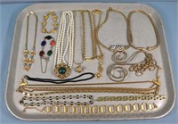 Vintage Gold Tone Costume Jewelry, Most Signed