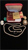 Majorica faux pearls and cameos