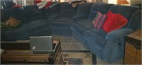 Blue Sectional Curved Couch